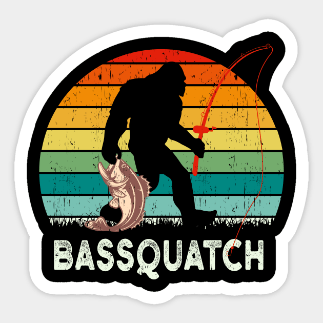 Bass Quatch Angler Fish Vintage Gift Sticker by Delightful Designs